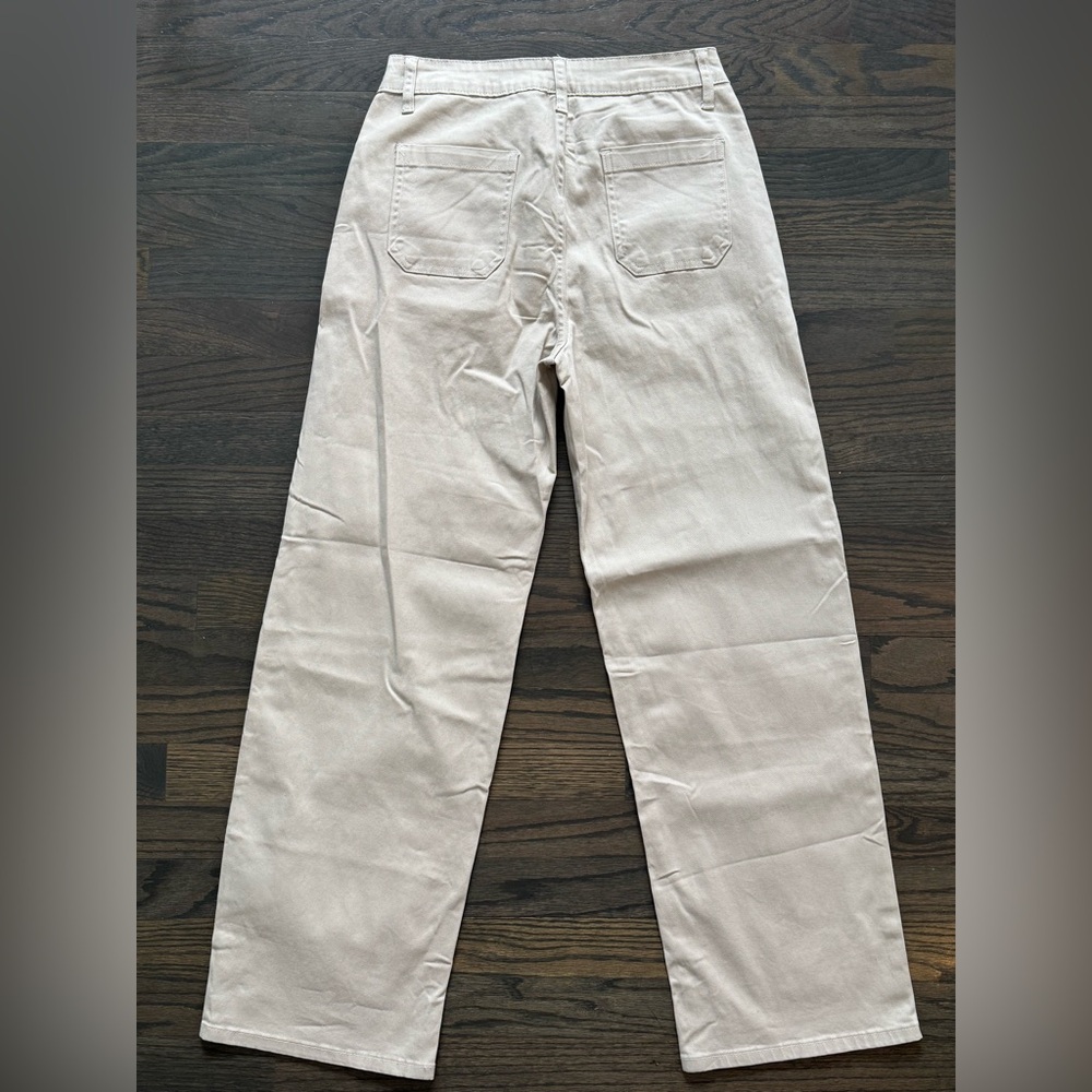 Classic Cream Straight Wide Leg Khaki pants 6 - Picture 2 of 7